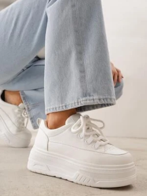 Zdjęcie produktu Białe Sneakersy VICES na Grubej Podeszwie z Tłoczeniami Azirara