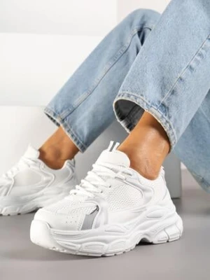 Białe Sneakersy Vices na Grubej Podeszwie z Tłoczeniami Nativine