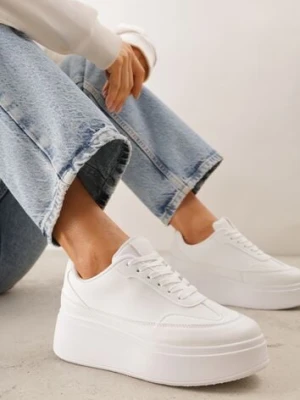 Białe Sneakersy VICES na Platformie z Ozdobnym Noskiem Attis