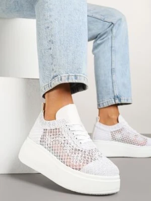 Białe Sneakersy Vices z Grubą Podeszwą i Ażurową Cholewką Ardisov