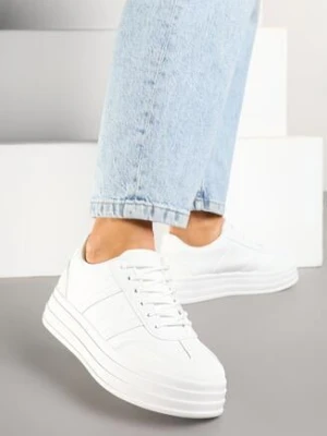 Białe Sneakersy w Stylu Klasycznych Tenisówek na Platformie Asdisa next step
