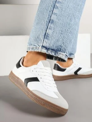 Białe Sneakersy w Stylu Tenisówek z Perforacją Aranaria