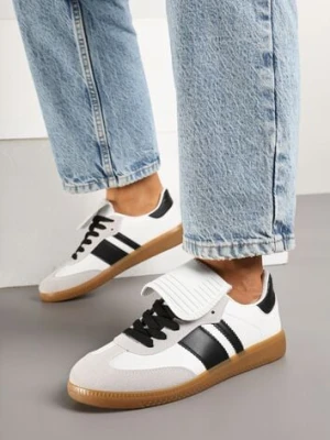 Biało-Czarne Sneakersy w Stylu Tenisówek z Wywinięciem Aveloren