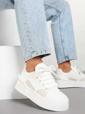 Białe Sneakersy w Stylu Trampek na Grubej Podeszwie Danimira