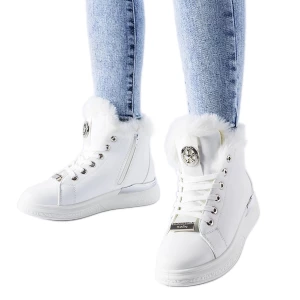 Białe sneakersy z białym futerkiem Lubriano Inna marka