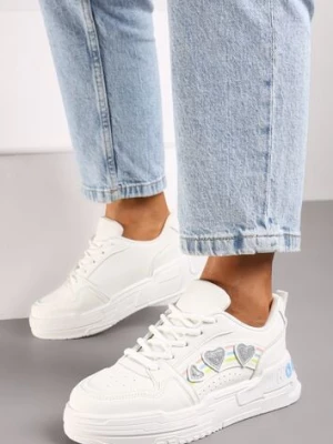 Białe Sneakersy z Błyszczącymi Serduszkami Iriene