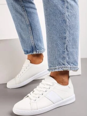 Białe Sneakersy z Brokatowym Paskiem na Bogu Calapsa