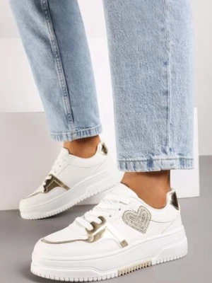 Zdjęcie produktu Białe Sneakersy z Brokatowym Serduszkiem Asitalla