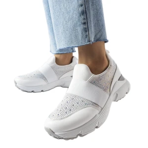 Białe sneakersy z cyrkoniami Algiso Inna marka