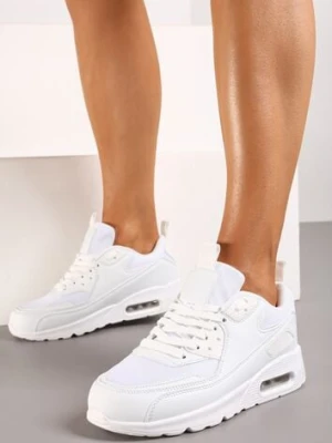 Białe Sneakersy z Ekoskóry ze Sznurowaniami i Podeszwą Typu Air Walana