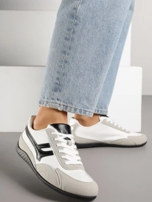 Białe Sneakersy z Geometrycznym Motywem Arpolia mulanka