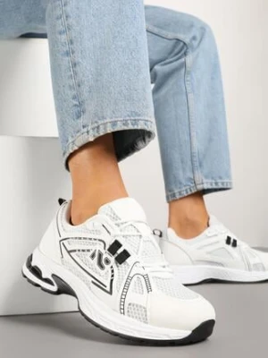 Białe Sneakersy z Geometrycznym Wzorem Froloti smallawan