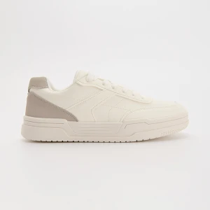 Białe sneakersy z imitacji skóry z beżowymi wstawkami House