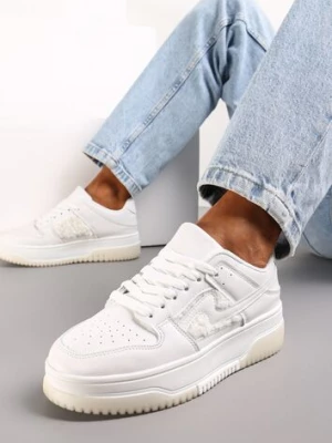 Białe Sneakersy z Imitacji Skóry ze Wstawkami z Futerka Vaelisa