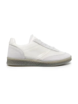 Białe Sneakersy z Materiału Mesh i Zamszu MM6 Maison Margiela