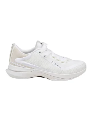 Białe Sneakersy z Materiału z Dodatkami zamszowymi Lanvin