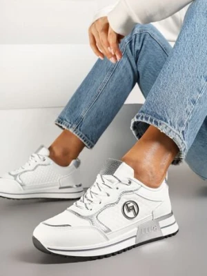 Białe Sneakersy z Metaliczną Ozdobą Firamia