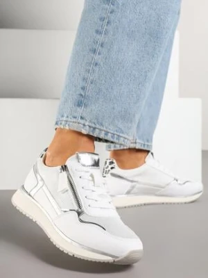 Białe Sneakersy z Metalicznymi Wstawkami i Ozdobnym Suwakiem Alanatia super mode