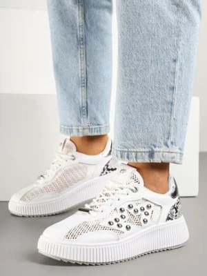 Białe Sneakersy z Nitami i Gwiazdą Viroti fiori&spinc