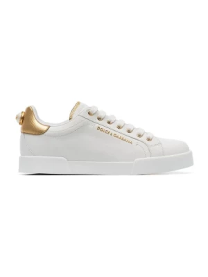 Białe Sneakersy z Ozdobą z Sztucznej Perły Dolce & Gabbana