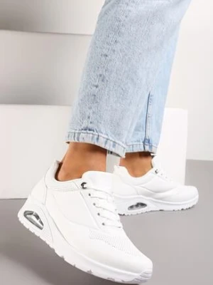 Białe Sneakersy z Podeszwą Air i Ozdobną Perforacją Florias