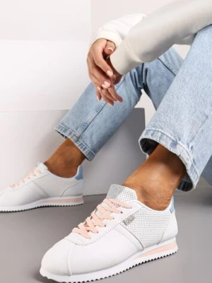 Białe Sneakersy z Przeszyciami Phyrise