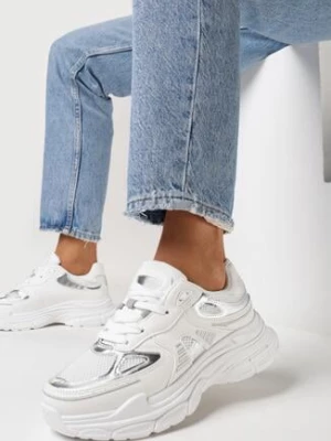 Białe Sneakersy z Siateczką i Ozdobnymi Wstawkami Nilveri