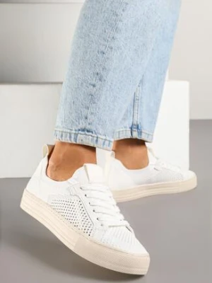 Białe Sneakersy z Siateczkową Cholewką i Metaliczną Nicią Nimiovana super mode
