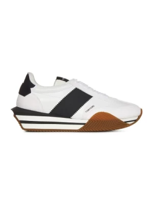Białe Sneakersy z Szczegółami ze Skóry Tom Ford