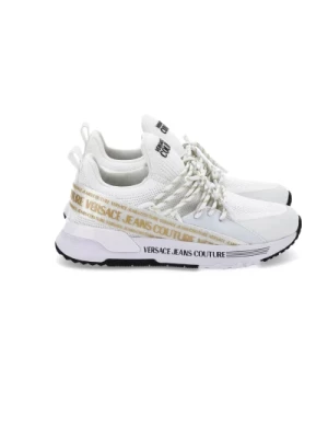 Białe Sneakersy z Złotym Logo Versace