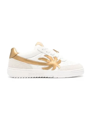 Białe Sneakersy z Złotymi Elementami Palm Angels