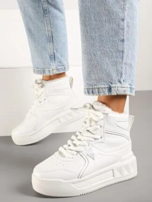 Białe Sneakersy za Kostkę z Futrzaną Wyściółką Emindria