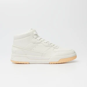 Białe sneakersy za kostkę z pomarańczowymi wstawkami House