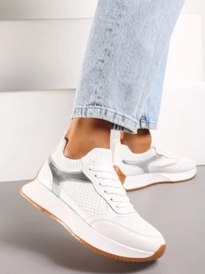Białe Sneakersy ze Skarpetkową Cholewką Willowa