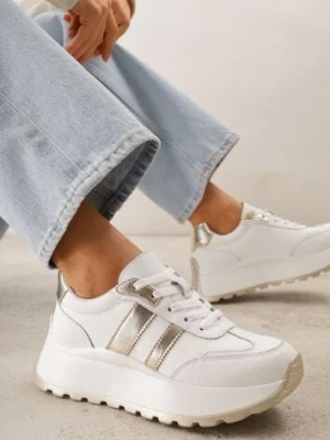 Białe Sneakersy ze Skóry Naturalnej na Platformie Cezella goodin