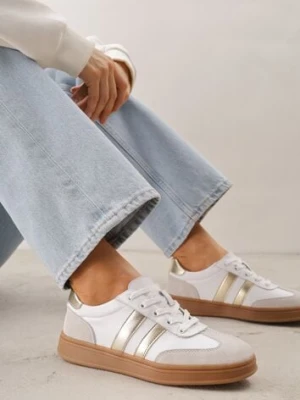 Zdjęcie produktu Białe Sneakersy ze Skóry Naturalnej z Geometrycznym Wzorem Zetisius