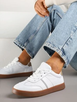 Białe Sneakersy ze Skóry Naturalnej z Przeszyciami Tilliossa sergio leone