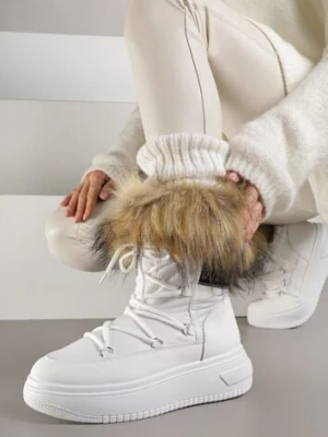 Białe Śniegowce na Grubej Podeszwie z Futerkiem Uplift