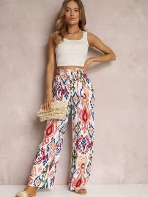 Białe Spodnie Amelira rosa