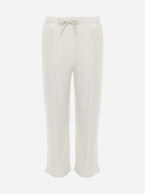 Białe Spodnie Dresowe z Wysokim Stanem i Ozdobnym Przeszyciem Noerinda glo-story