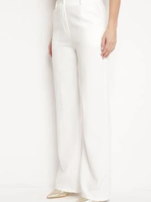 Białe Spodnie Garniturowe z Wyższym Stanem i Kieszeniami Zeprra lily rose