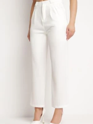 Białe Spodnie Garniturowe Zapinane na Suwak Allegretta sophyline