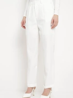 Białe Spodnie o Klasycznym Fasonie z Podwiniętymi Nogawkami z Ukrytym Suwakiem Wilelma sophyline