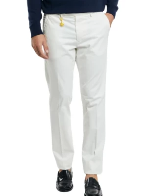 Białe Spodnie Slim z Elastycznym Bawełną Manuel Ritz