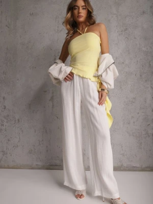 Białe Spodnie Wide Leg High Waist z Wiskozy Terilinae Retro & Icone