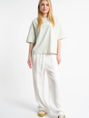 Białe spodnie WIDE LEG z tkaniny Reporter