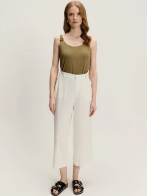 Białe spodnie wiskozowo-lniane typu culotte Greenpoint