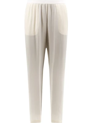 Białe Spodnie z Elastycznym Pasem Semicouture