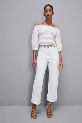 Białe spodnie z jeansu bull ESSENTIAL PATRIZIA PEPE
