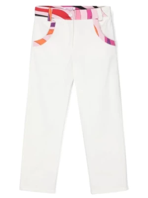 Białe Spodnie z Marmurowym Wzorem Emilio Pucci